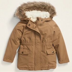 Old Navy | Toddler Girl Tan Hooded Faux Fur Jacket
